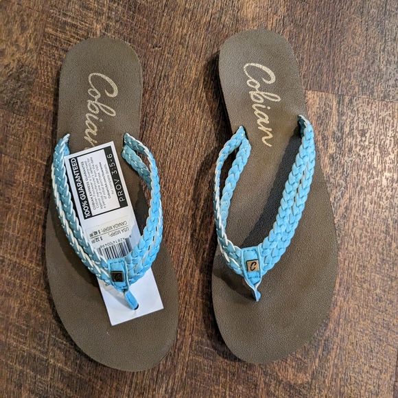 Women's Cobian Leucadia Turquoise Braided Sandals, NWT Size 6 - Picture 2 of 5